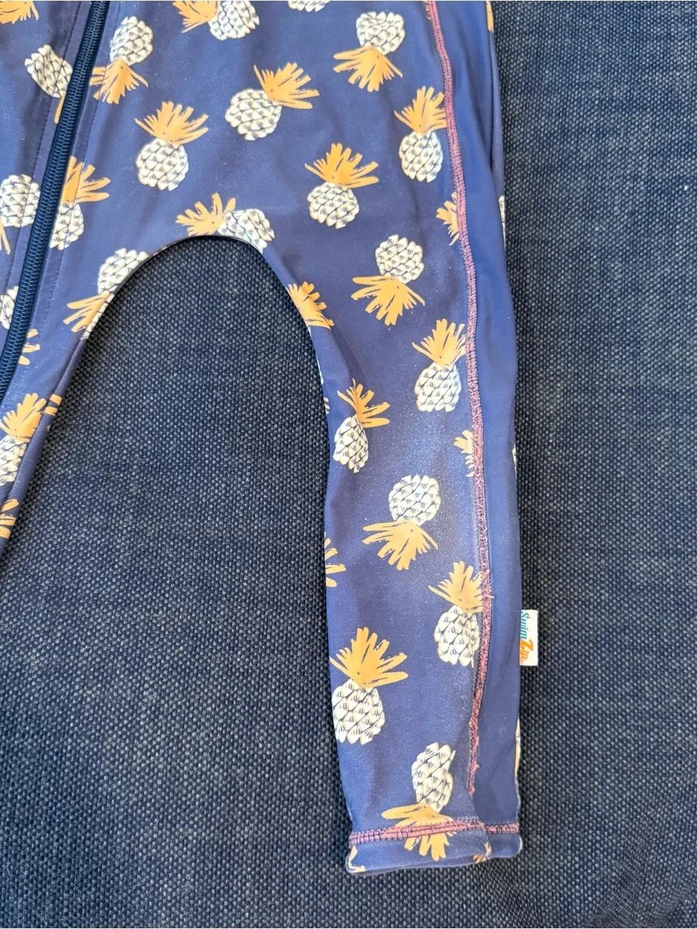 Navy Blue Pineapple Swimzip Full Body Swimsuit Long Sleeve Pants 3T/4T UPF 50